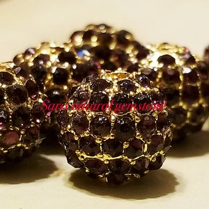 5 Amethyst Rhinestone Beads: Golden Alloy Metal, 10mm bild 5