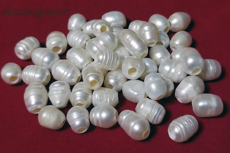 Natural Freshwater Pearls Beads, 3mm hole bead, oval loose pearl beads, Natural Color, White, size 8-9mm wide, 8-11mm long, large hole 3mm. image 4