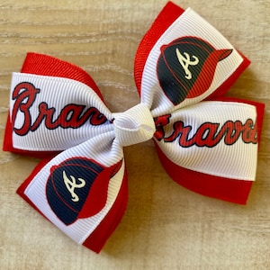 Atlanta Braves Inspired Hair Bow - Atlanta Braves Hair Bow - Braves Hair Bow - Braves Bow - Atlanta Braves - Baseball Bow - Hair Bow - Bow