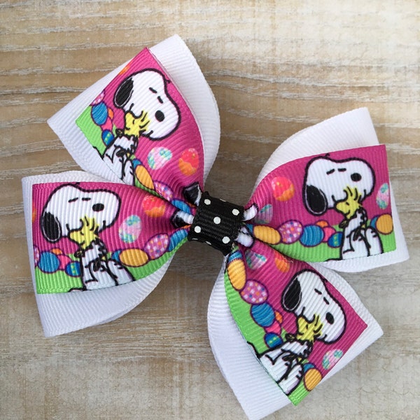 Peanuts Inspired Easter Hair Bow - Peanuts Inspired Easter Bow - Peanuts Inspired Hair Bow - Snoopy - Easter Hair Bow - Easter Bow - Bow