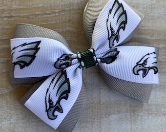 Philadelphia Eagles Inspired Hair Bow - Philadelphia Eagles Hair Bow - Philadelphia Eagles Bow - Eagles Hair Bow - Eagles Bow - Hair Bow