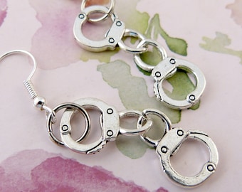 Handcuff Earrings, Hypoallergenic, True Crime, Shackles, Police Earrings, Cop Earrings, Kinky Earrings, Whatever Turns Your Crank, Gift