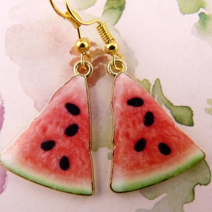 Watermelon Earrings, Hypoallergenic, Juicy, Realistic, Yummy, Refreshing Looking Watermelon Slices, Summer, Fruit, Funky, Food, Foodie, Cute