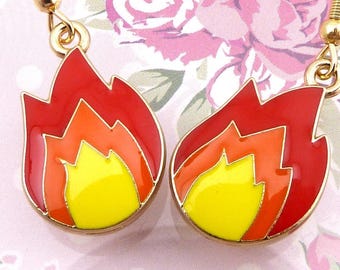 Fire Earrings, Campfire, Wildfire, Firefighter, Smoking Hot, Hypoallergenic, Lightweight, Fairly Small
