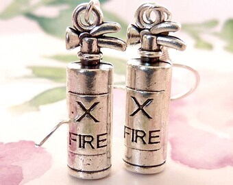 Fire Extinguisher Earrings, Hypoallergenic, Small, 3D, Adorable, Unusual, Gift for Firefighters, Fire Inspectors, Safety First, Hot Stuff!