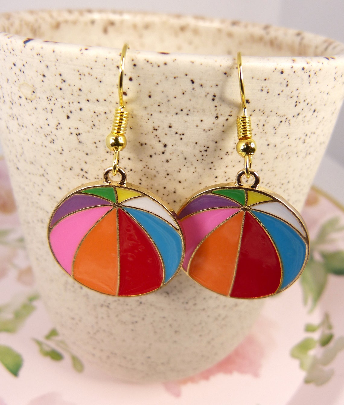 Beach Ball Earrings Summer Vacation Children's Toy Etsy