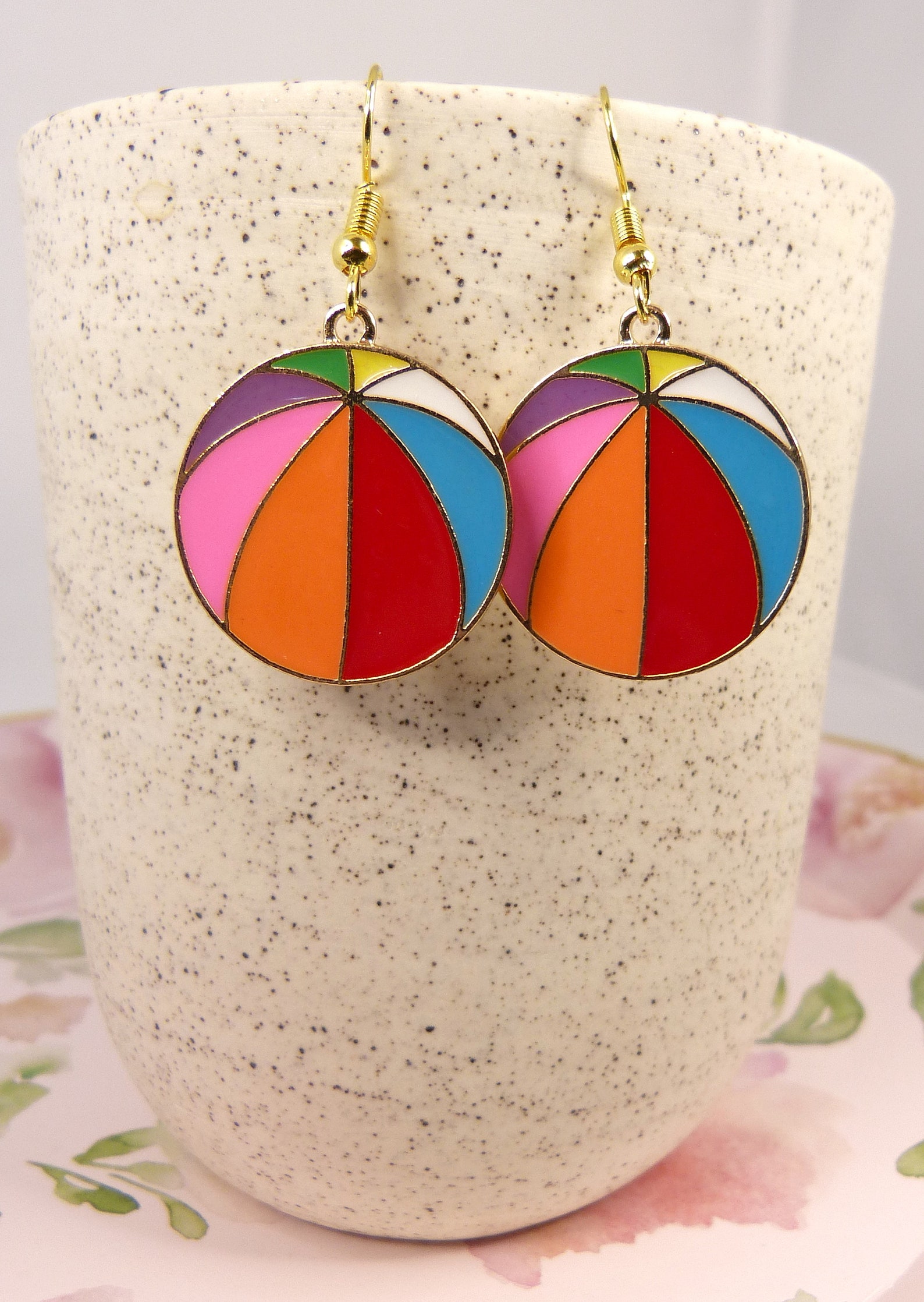 Beach Ball Earrings Summer Vacation Children's Toy Etsy