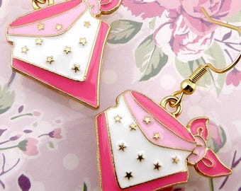 Pink Cowgirl Kerchief Earrings, Country and Western But Girly, Hypoallergenic, Lightweight, Fairly Small, Completely Adorable