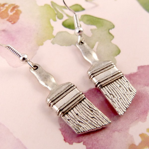 Paintbrush Earrings, Small, Hypoallergenic, Paint Brushes, Cute, Whimsical, Gift for Painters, Home Renovations, Professional House Painters