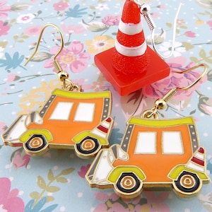 Bulldozer Earrings, Construction, Heavy Equipment, Fashion Accessory for Building Roads! Cute, Fairly Small, Lightweight, Hypoallergenic