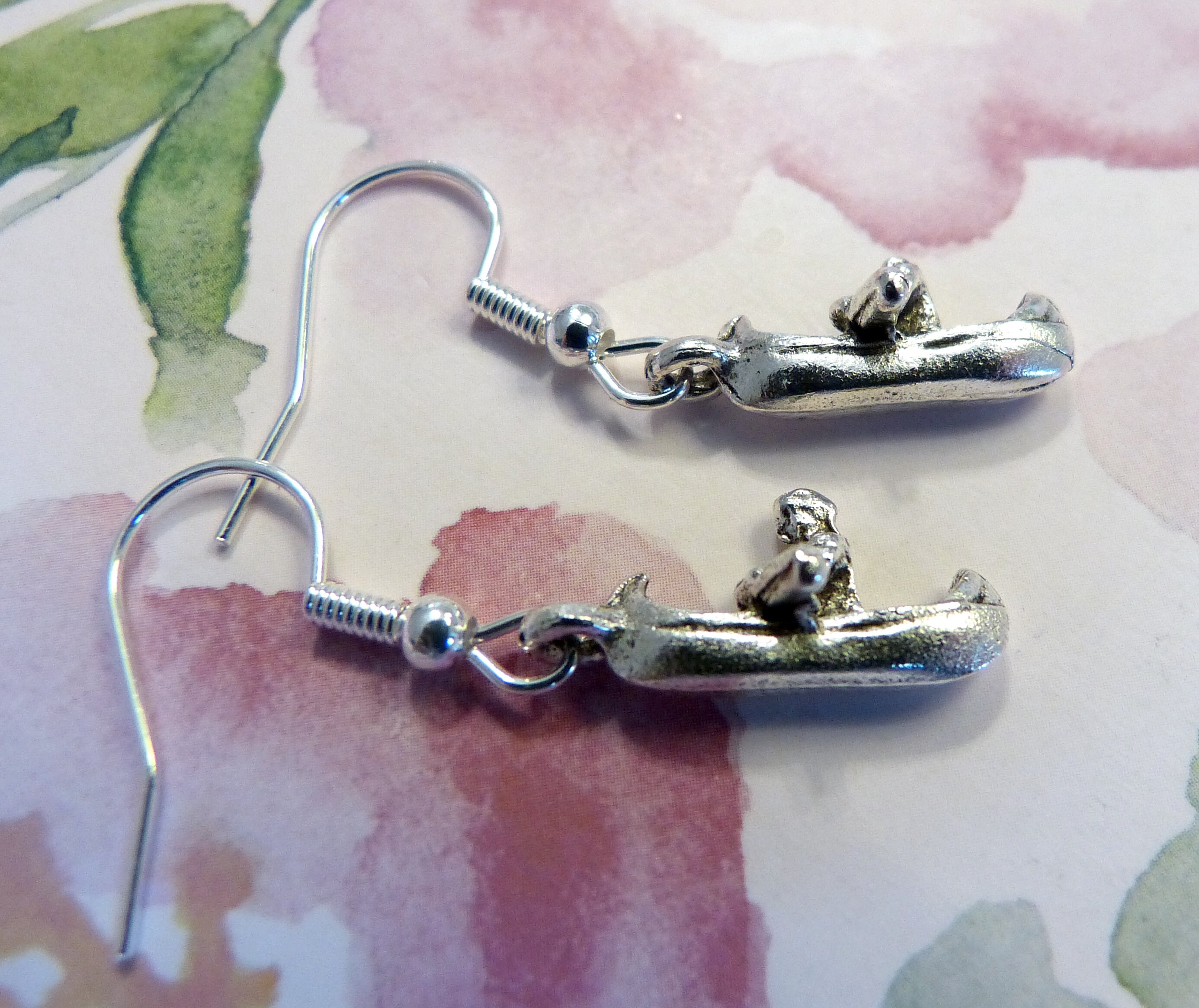 Canoe Earrings Hypoallergenic Person Paddling Canoe Earring Etsy