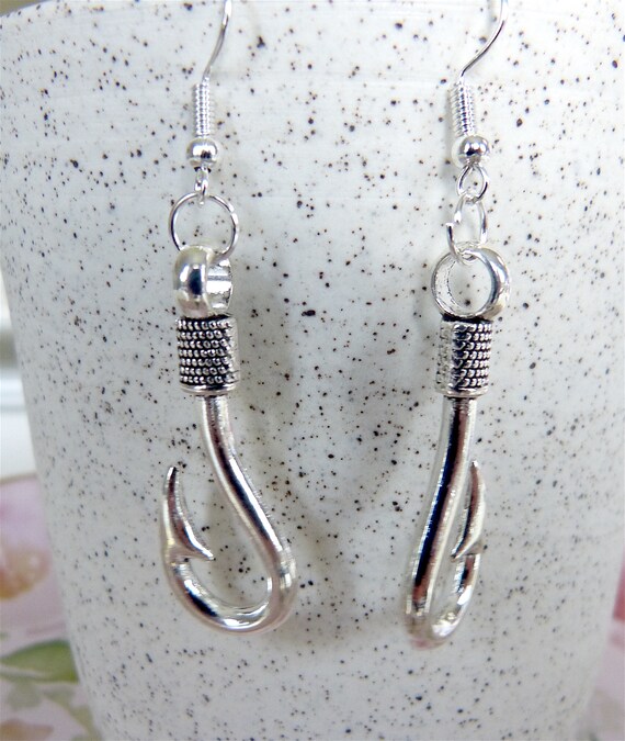 ColdLakeCathy Fish Hook Earrings Hypoallergenic Fisher Girl Fisherman Gone Fishing Something s Fishy Around Here Cute Fish Hooks Go Fish