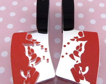 Knife Earrings, Meat Cleavers, Halloween, Scary, Goth Gift, Blood Splatter, Hypoallergenic, Killer Gift, Hypoallergenic, Lightweight Acrylic