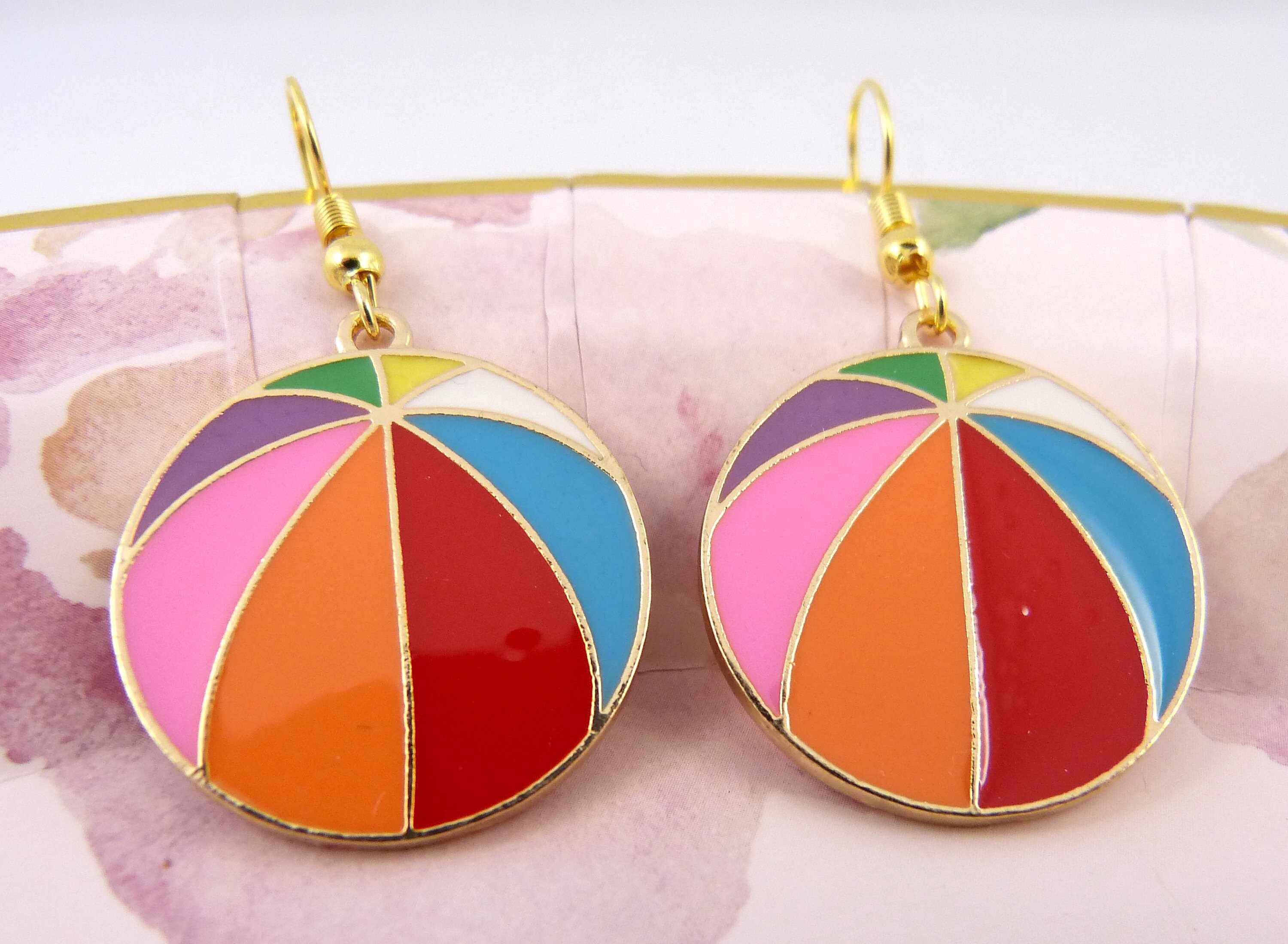 Beach ball earrings deals