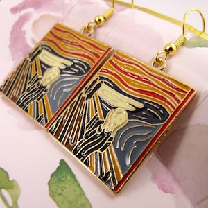 The Scream Earrings, Hypoallergenic, Iconic Famous Painting by Edvard Munch, Funky, Fabulous, Gift for Artists, Art Lovers, Stocking Stuffer