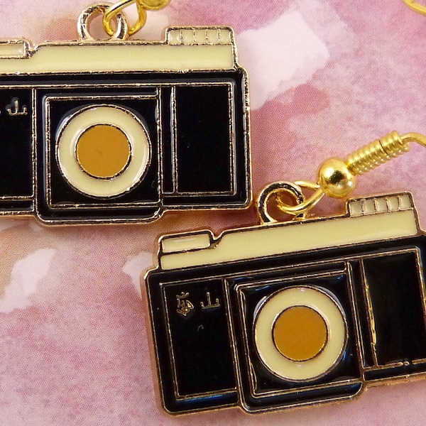 Camera Earrings, Hypoallergenic, Old-Fashioned 35mm SLR Camera, Photography, Gift for Photographer, Nostalgic, Retro Style, Stocking Stuffer