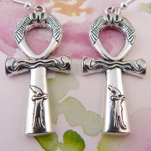 Ankh Earrings, Ornate Ancient Egyptian Symbols, Detailed, Elaborate, Medium Size, Key of Life, Religious, Key of the Nile, Air Water