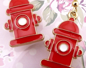 Fire Hydrant Earrings, Firefighters, Dog Lovers, Washrooms for Dogs, Hypoallergenic, Fairly Small, Lightweight