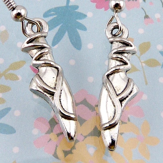 Ballet Slipper Earrings, Ballet Shoes, Dance Earrings, Ballet