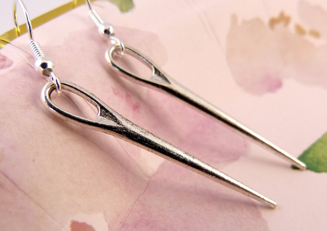 Sewing Needle Earrings Hypoallergenic Eye of the Needle Not Etsy