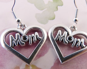 Orecchini a forma di cuore per la mamma, Festa della mamma, Regalo per la mamma, Cuore d'amore per la tua mamma, Grazioso, Dolce sentimento, Adorabile, Ottimo regalo, Ganci ipoallergenici