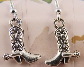Cowboy Boot Earrings, Very Small Cowgirl Boots with Spurs, Hypoallergenic, Fancy Boot Scootin' Boots, Western Style, Southwest, Gift for Her