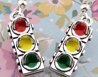 Traffic Light Earrings, Cute Stoplights for Equally Cute Drivers! Small, Lightweight, Hypoallergenic. STOP! LOOK at These! GO Get Some!