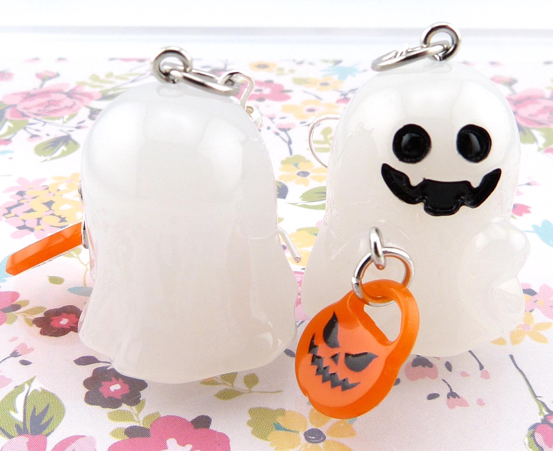 Orecchini fantasma fosforescenti: gioielli di Halloween fatti a mano in pasta polimerica