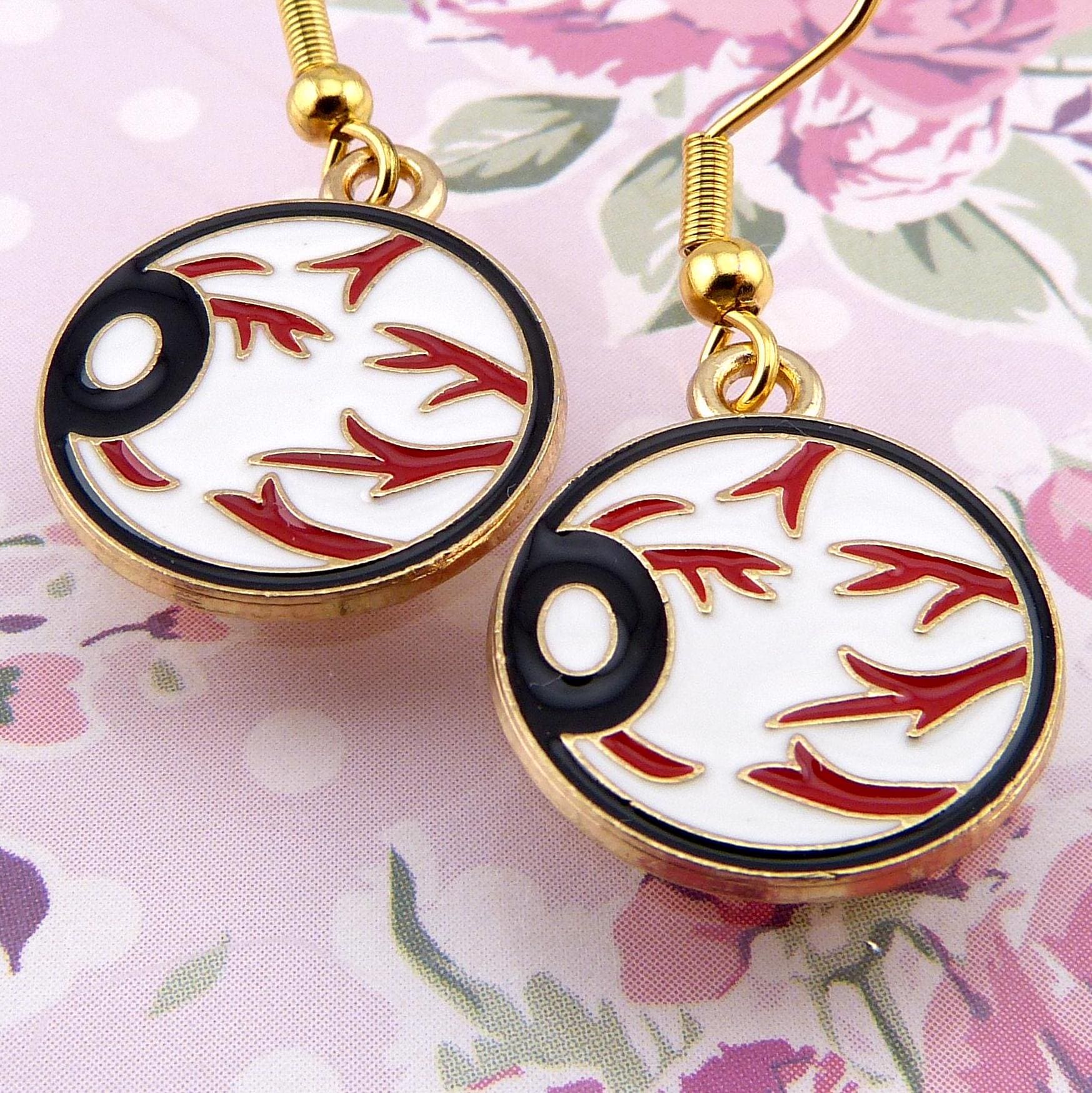Eyeball Earrings, Tiny, Halloween, Red Eye, Bloodshot Peepers, Small But Scary! Hypoallergenic, Lightweight, Silly and Fun Gift for Her