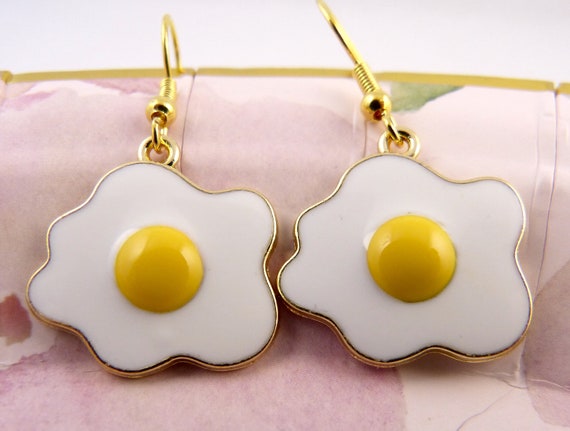 Fried Egg Earrings, Hypoallergenic, Sunnyside up Eggs, Gift for