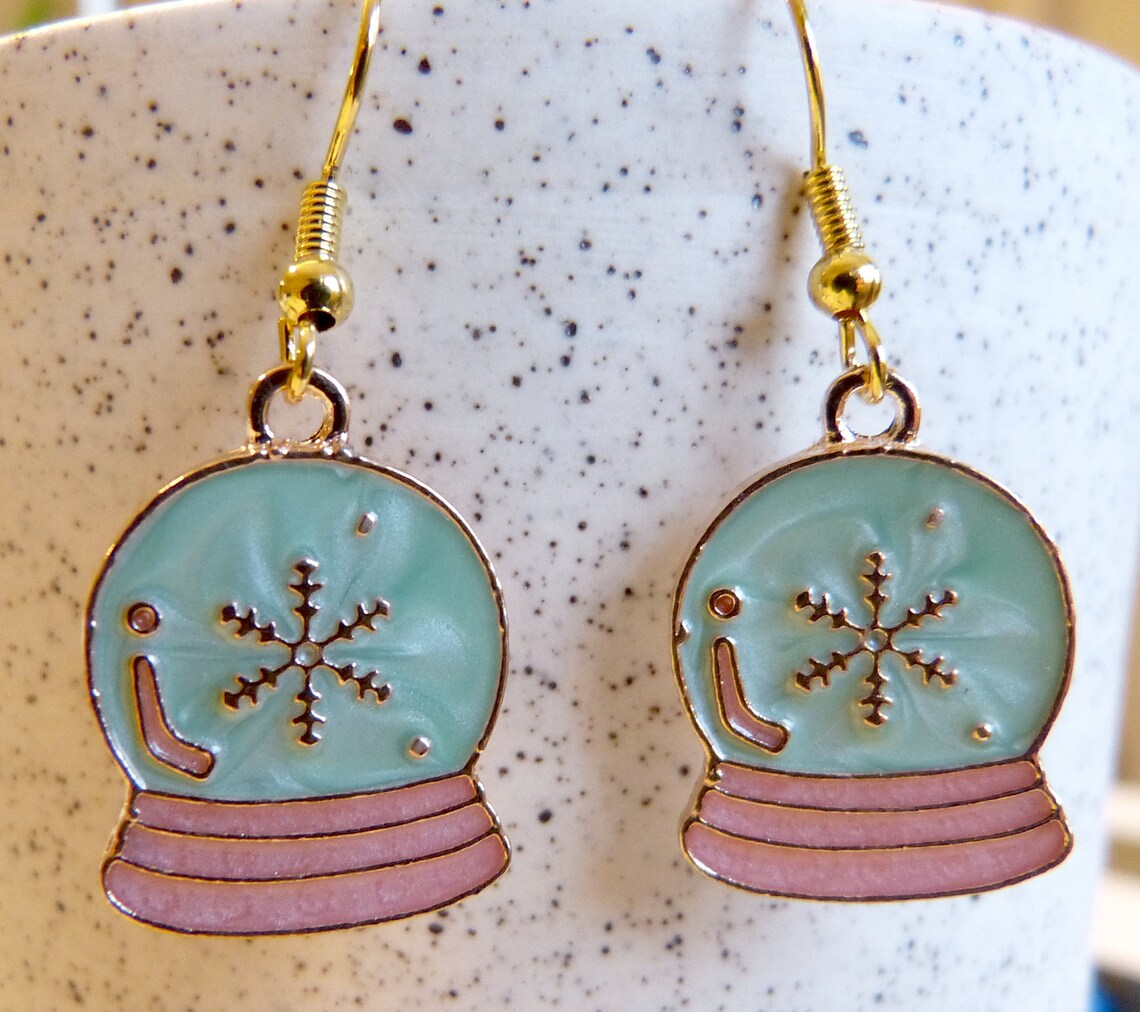 Snow Globe Earrings Christmas Snow Globes Winter Snow | Etsy