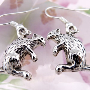 Beaver Earrings, Weirdest Looking Beaver Ever? Hypoallergenic, Fairly Small, 3D, Silvertone, Cute, Funky, Canada&#39;s Most Industrious Critter