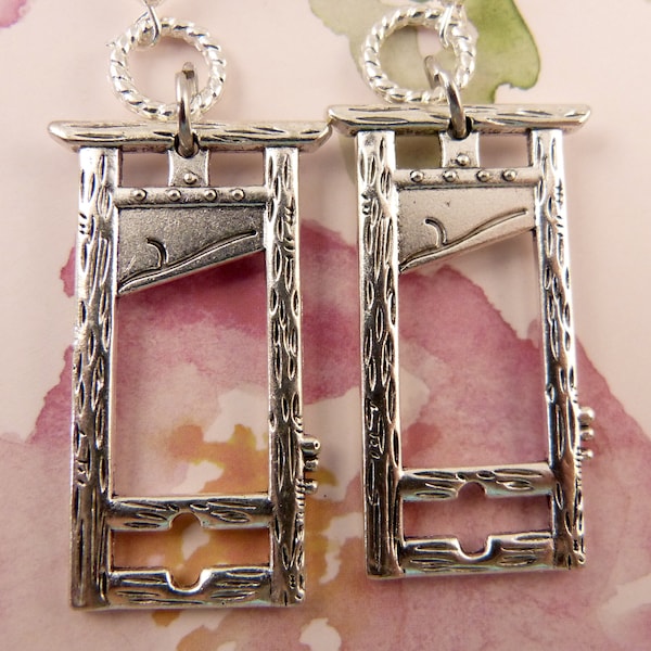 Guillotine Earrings, Off With Their Heads! French Guillotines, Surprisingly Lightweight, Large Earrings, Funky, Goth, in Three Colours