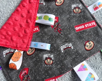 Buckeyes Personalized Baby Minky Blanket and Chevron Bib /& Burp Cloth