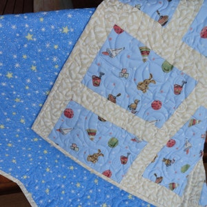Baby Boy/Girl Quilt, Nursery Quilted Wall Hanging, Pink, Blue, Stars, Baby Foot Print, Baby Toy, Baby Quilt, Baby Shower Gift, Nursery Decor