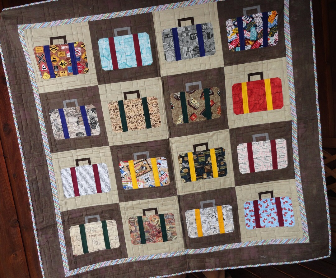 Luggage Quilt/suitcase Quilt/travel Quilt/postcards/travel Maps/license