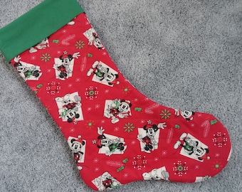 Mickey Mouse Christmas Stocking/Minnie Mouse Christmas Stocking/Quilted Christmas Stocking/Minnie and Mickey Mouse Christmas/Mickey Stocking