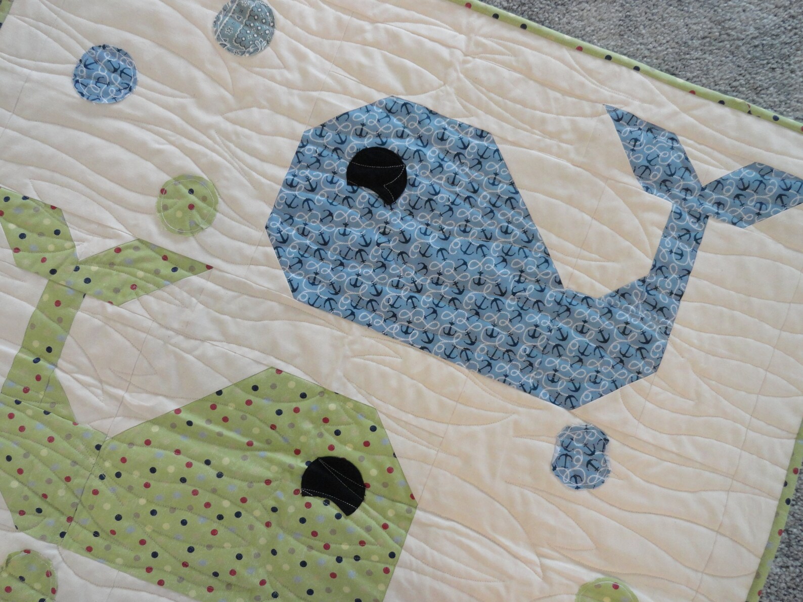 Whale Baby Quilt/waves Quilting/nautical Nursery/whale Toddler Etsy