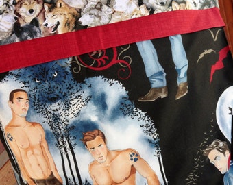 Werewolf Hunks Pillowcase/Sham, Alexander Henry Fabric, October Moon, Hunk Fabric, Werewolfs, Wolf Prints, Bats, Twilight Hunk Pillowcase