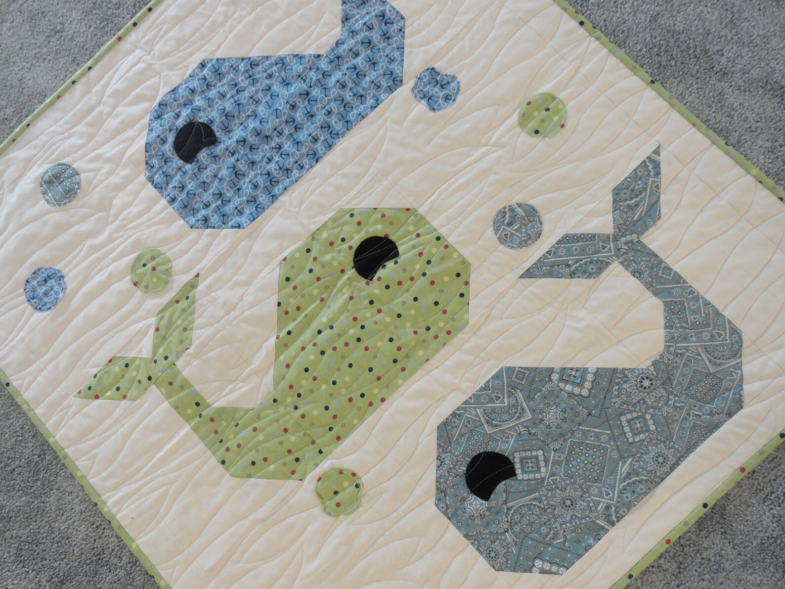 Whale Baby Quilt/waves Quilting/nautical Nursery/whale Toddler Etsy