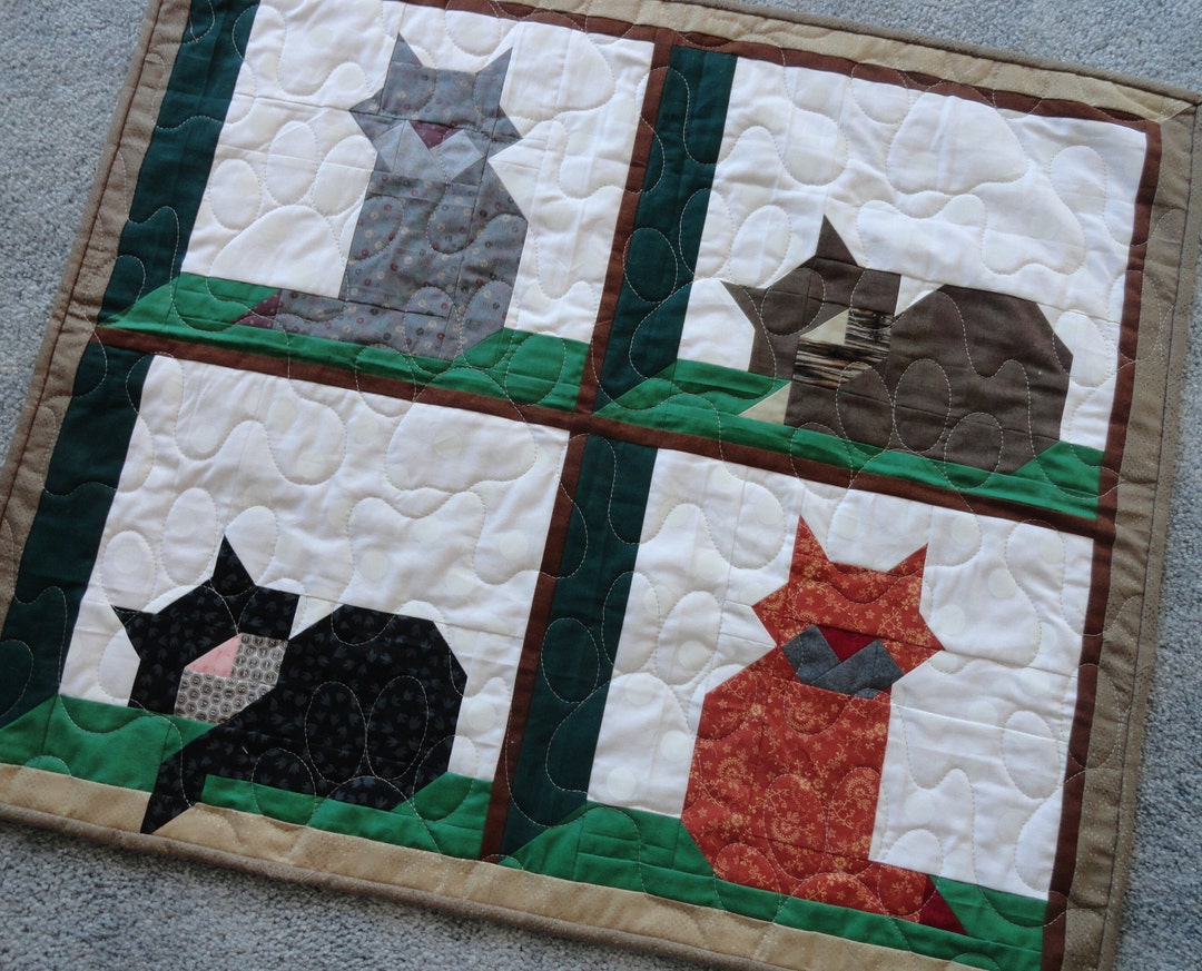 Cat Wall Hanging/cat Quilted Table Topper/cats in Window Etsy
