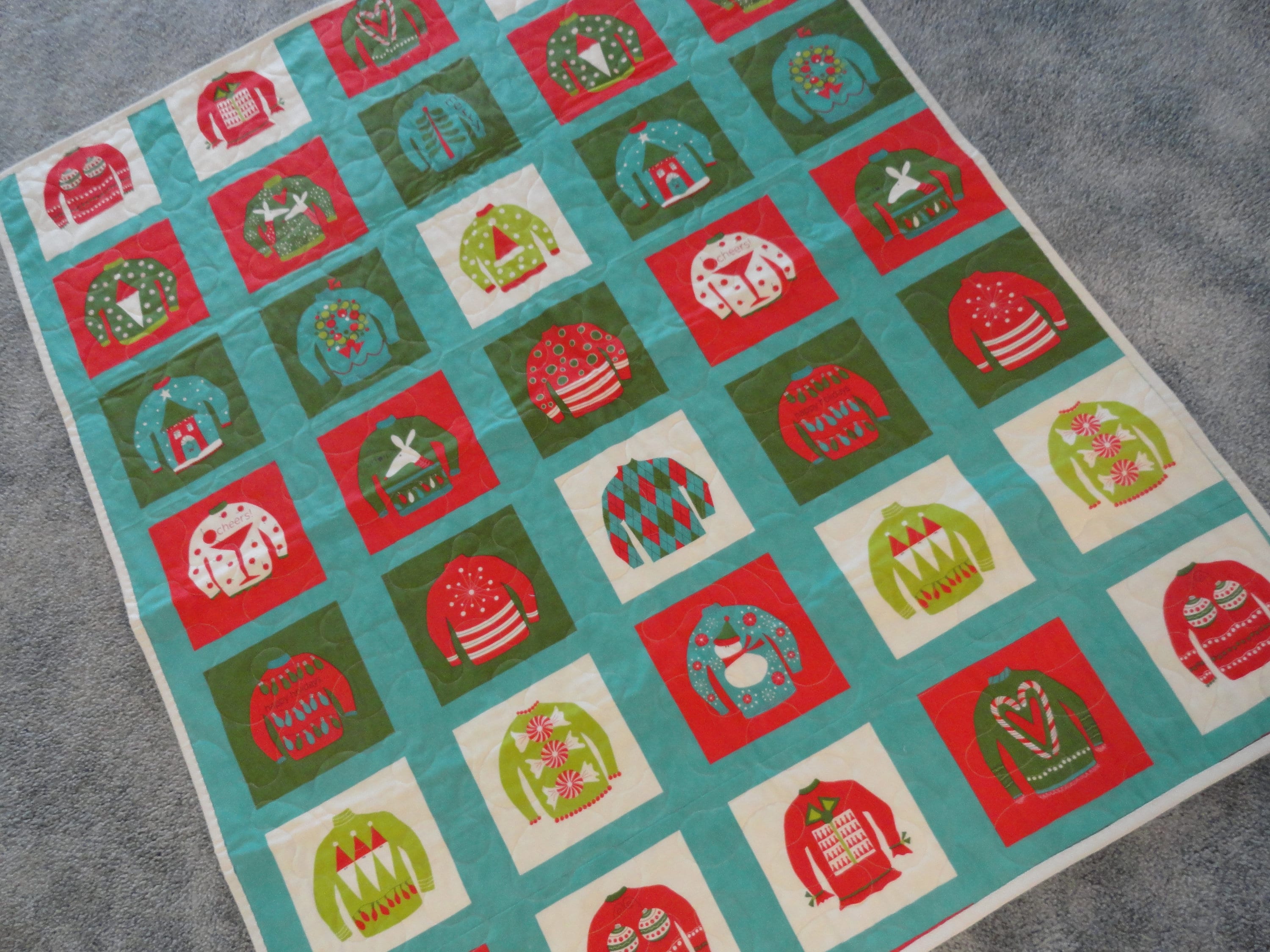 Christmas Quilt/Ugly Christmas Sweater/Christmas Lap Quilt/Oh Etsy