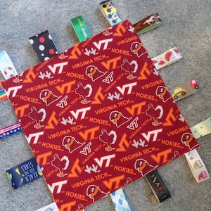 Virginia Tech Sensory Lovey/Virginia Tech Baby/Hokie Baby Blanket/Hokie Baby/Orange/Maroon/I Spy Lovey/Virginia Tech Baby Shower/Minky Lovey