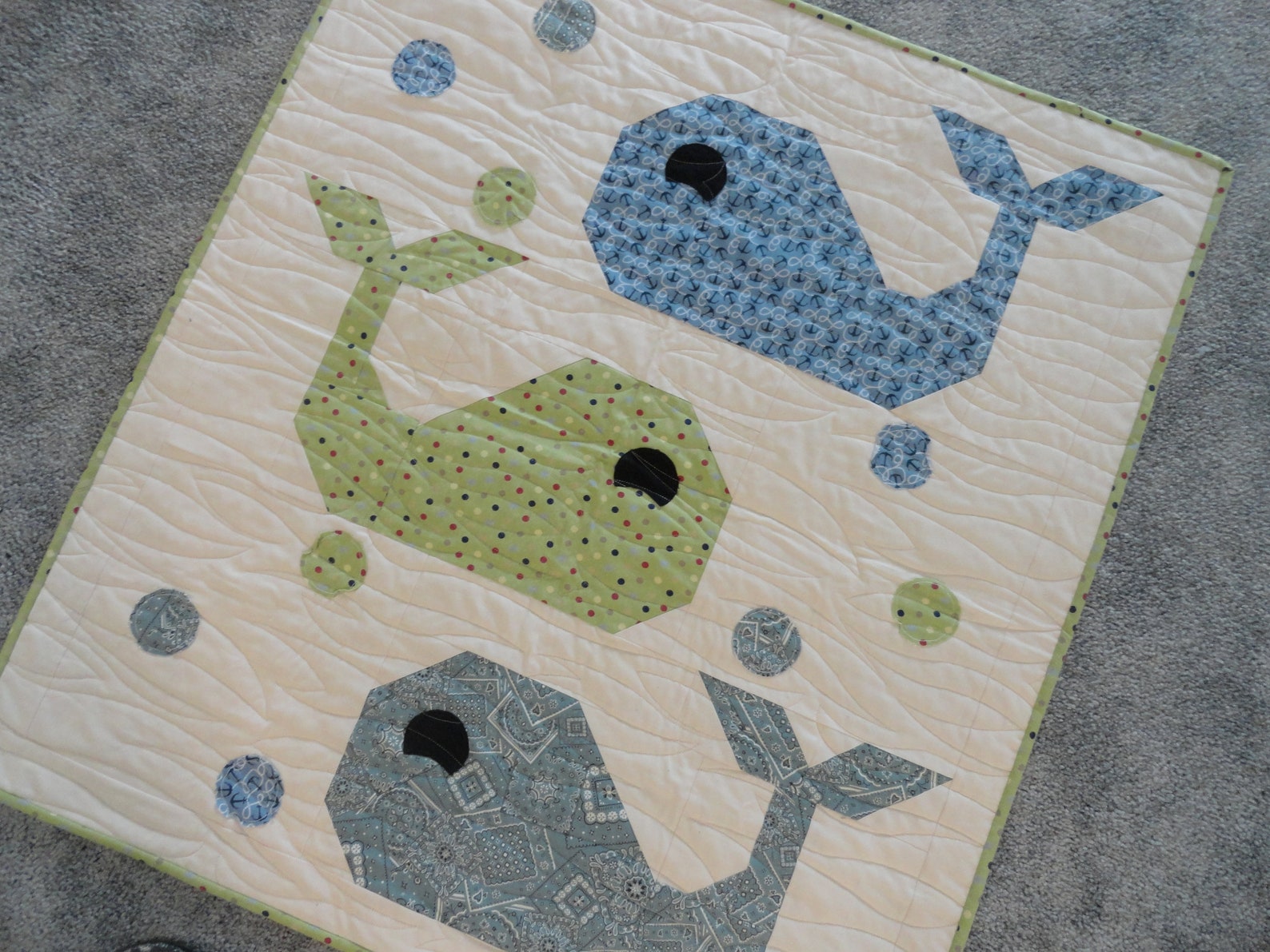 Whale Baby Quilt/waves Quilting/nautical Nursery/whale Toddler Etsy