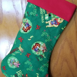 Winnie the Pooh Quilted Christmas Stocking,Winnie the Pooh Christmas,Tigger Christmas,Piglet Christmas,Pooh Christmas Stocking,Pooh Stocking
