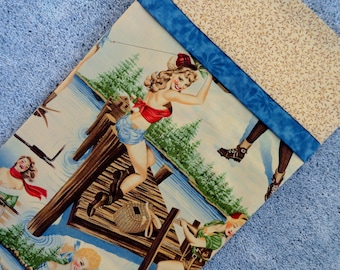 The Great Outdoors Pillowcase/Sham, Vintage Pin Up Girls Pillowcase, Pin Up Girls Pillowcase, Lodge/Cabin Bedding, Pin Up Girl Gift Bag,