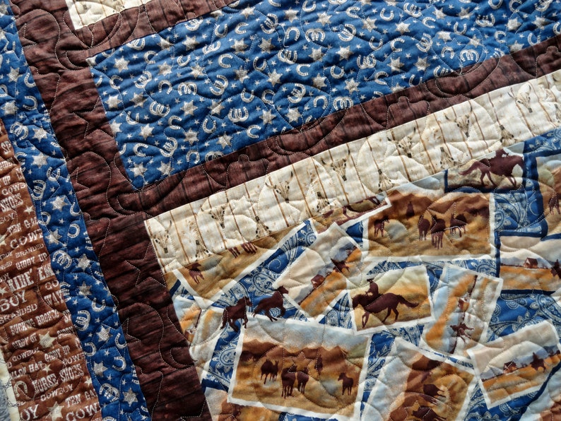 Western Themed Lap Quilt Cowboy Quilt Red Western Quilt Etsy