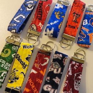 NCAA Key Fob/Collegiate Wristlet/Mini Keychain/Collegiate Key Fob/NCAA Lanyard/Keychain Wristlet/NCAA Wristlet/Key Fob with Silver Hardware