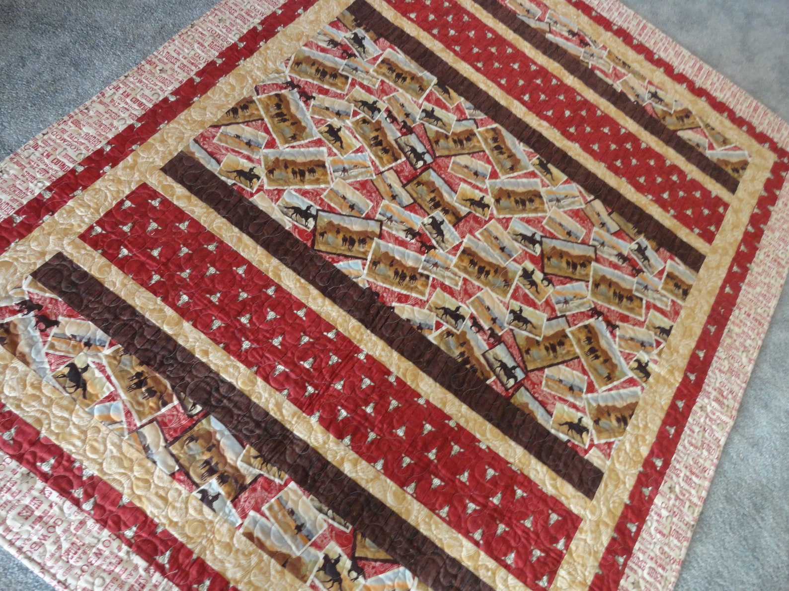 Western Themed Lap Quilt Cowboy Quilt Red Western Quilt Etsy