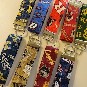 NCAA Key Fob/Collegiate Wristlet/Mini Keychain/Collegiate Key Fob/NCAA Lanyard/Keychain Wristlet/NCAA Wristlet/Key Fob with Silver Hardware